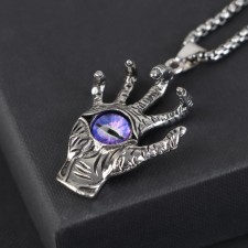 Pompeii pendulum of the eye in the palm of your hand, purple color in black silver, 70 cm