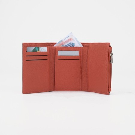 Women's wallet on a magnet, coral color-6