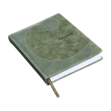 Delivery of Leduced A5, 144 sheets "Courage", hard binding with foam rubber, artificial leather, pancake embossing, white offset 80 g/m², green-1