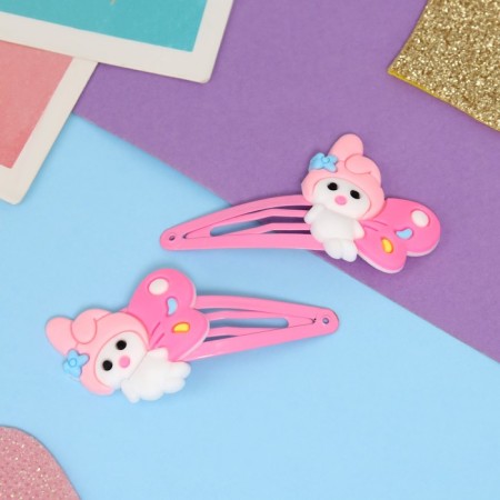Invisible hair "Adele" (set 2 pcs) Bunny with wings, 5.5 cm, pink-1