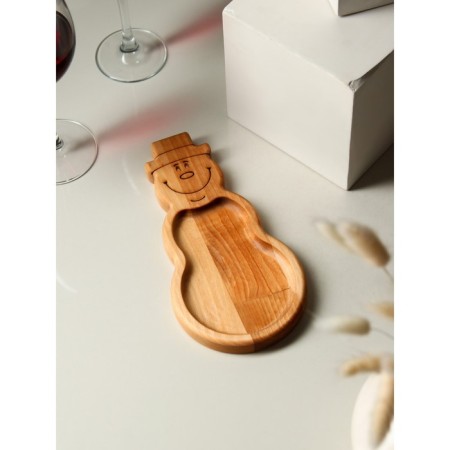 Menzhitsa - wooden plate ADELICA "Snowman", 25 × 15 × 1.8 cm, birch-1