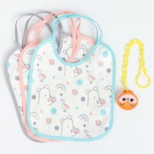 A set of children's slotting cranes I, 3 pcs. + Gift, 20x17 cm., Biryuza, pink, gray color