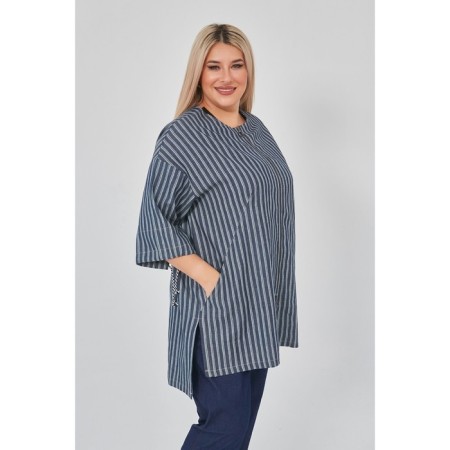 Women's tunic, size 62, dark blue color-3