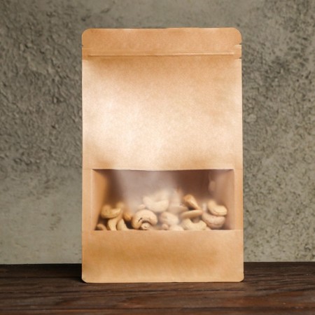 Zip-Lock package, craft, with a flat bottom, a rectangular window, 16 x 26 cm-1