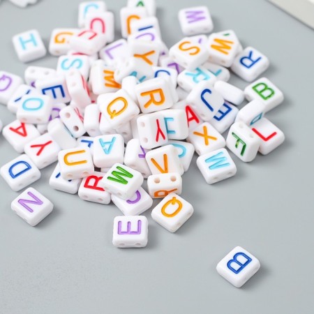 Beads for creativity plastic "Color English letters" White set 20 grams 0.4x0.8x0.8 cm-2