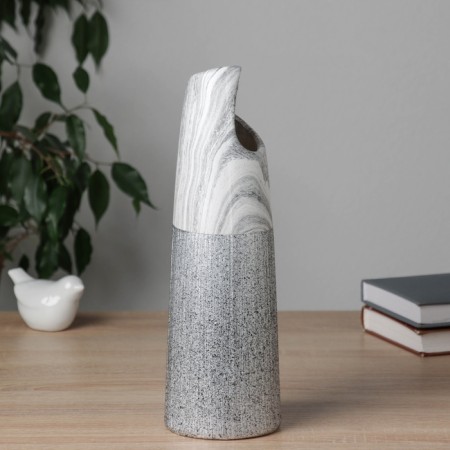 VAZA Ceramics Table "Brigham" Classic Galant, D-6CM, H-29.5X9 cm, white-gray-1