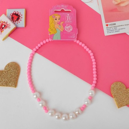 Children's “chosen” pearls, 20 cm, white-pink color-2