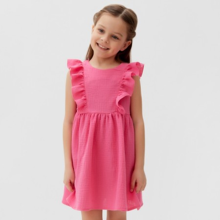 Baby dress with ruffles KAFTAN "Muslin", p. 34 (122-128 cm), bright pink