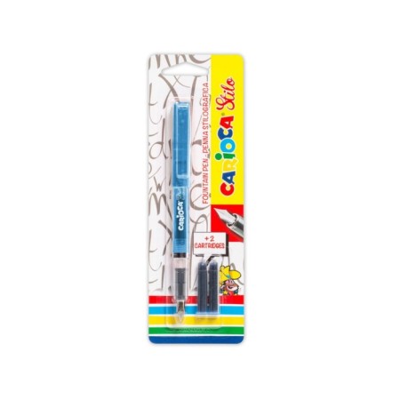 Feature handle Carioca "Stilo", 2 cartridge, smooth and accurate letter, MIX case, blister-4