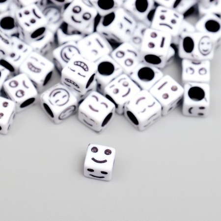Beads for creativity plastic "Smiley on a cube" White set 20 grams 0.6x0.6 cm-1