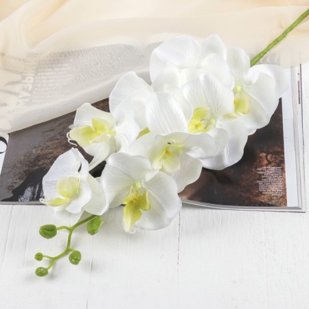 Artificial flowers "Graceful orchid" 10x100 cm, white