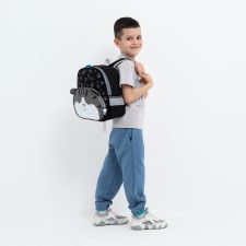 Baby backpack on lightning, 3 outer pockets, black color