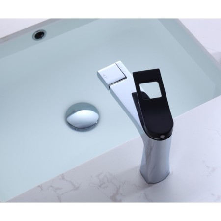 Bronze de Luxe ELEMENT EL02XCB sink mixer, pour 130 mm, brass, chrome/black-6