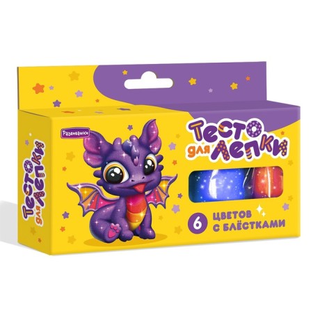 Stoet dough, in a box of 6 colors, 25 g, with sparkles-1