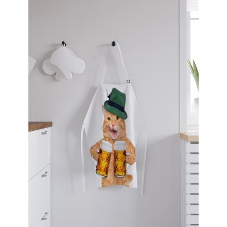 Apron kitchen with a photo print "Beer Cat", adjustable, size OS-1
