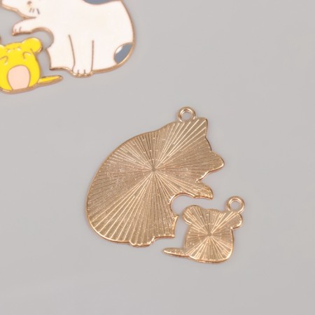Decor for creativity metal, enamel "cat with mouse" set of 2 pcs 3.3x3 cm-2