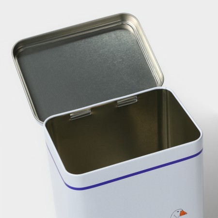 Bank for bulk products "geese", 2.7 l, 13.5 x 9.5 x 21.5 cm, tin, white color in peas-4