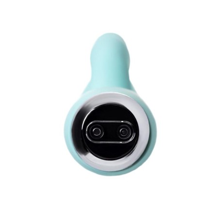 A vibrator with a clitoral stimulator and tongue Jos Milo, silicone, mint color, 20 cm-3