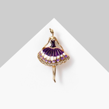 Brooch "Ballerina", purple color in gold-2