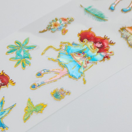 Plastic sticker with gold stroke "Anime Girls" MIX 6.7x30.2 cm-2
