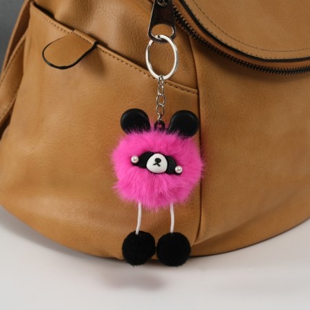 Fluffy on the ring "Panda Modnik" Pink 9x6x6 cm