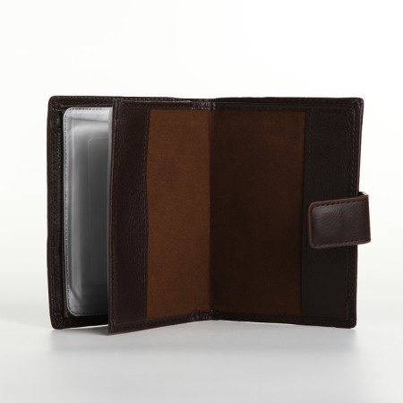 Male purse on magnet 3 in 1, department for auto documents, passports, brown color-5
