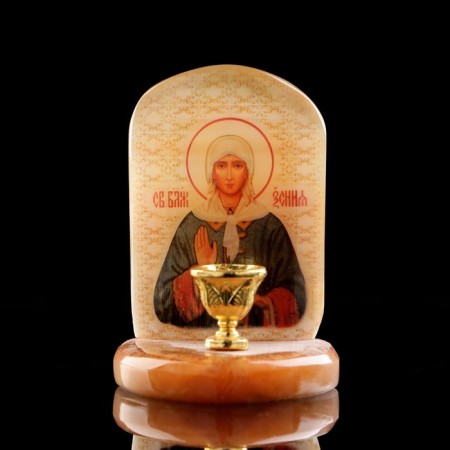 Icon "Ksenia Petersburg", with a candlestick, selenite-1