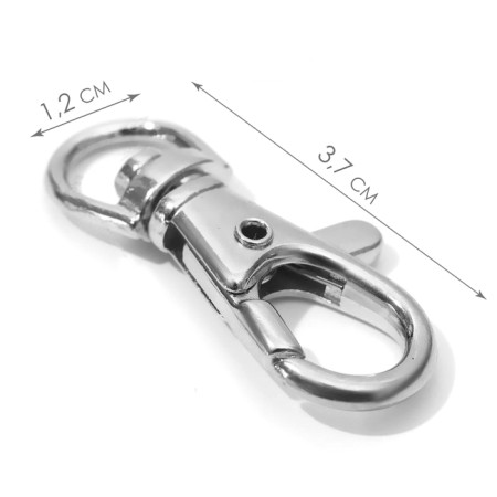 Metal carbine, 37 × 12 mm / 9 × 1.7 mm, 10 pcs, silver color-1