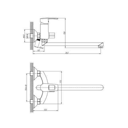 ESKO Leon LN 31 bath mixer, with 350 mm rotary surge, with accessories, chrome color 473671-1