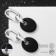 Earrings Metal "Chain" disk, 3 links, silver-black color