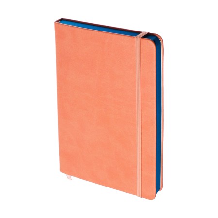 Leduced Diary A5, 140l, Cage, leatherette, elastic band, turquoise slice, peach-1