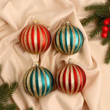 Set of balls plastic D-8 cm, 4 pcs "Marianne" MIX