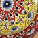 Plate of the Rishtan ceramics "Kalam", 23 cm, red-yellow, Mix patterns