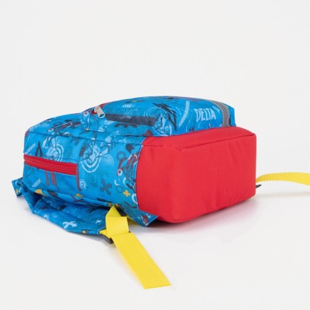 Baby backpack on a zipper, an external pocket, a reflective strip, blue color-4