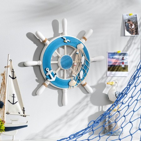 Interior decor "helm" on the wall, white-blue, 32 x 32 x 2 cm