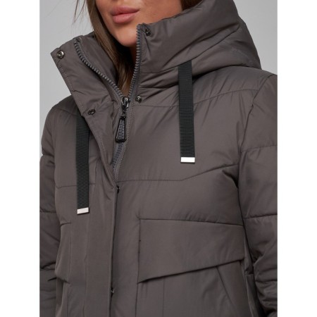 Coat insulated winter female, size 48, dark gray color-12