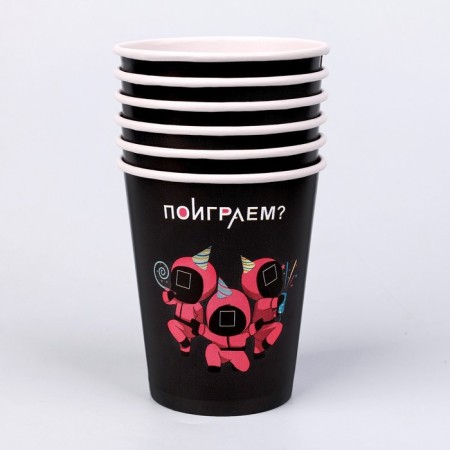 A one -time paper glass "Let's play?", A set of 6 pcs, 250 ml-1