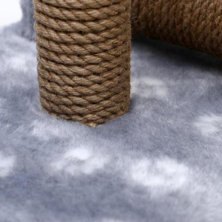 Double clawtete for kittens on a stand, jute, 30 x 28 x 32 cm, gray with paws-5