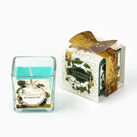 New Year's candle in a glass "Time of miracles and magic", aroma spruce bumps-3