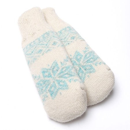 Women's woolen mittens "snowflake", white color, size 20-22