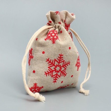 Bag gift canvas "New Year's expectations", snowflakes, canvas, 10 x 12 cm +/- 1.5 cm, New Year-2