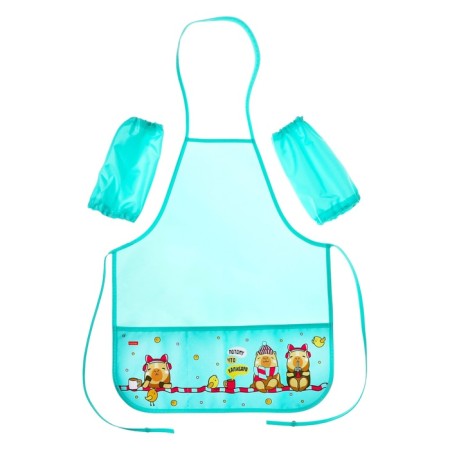 Apron for labor + sleevens, 490 x 390 mm, Hatber "Because Kapibara", 2 pockets, turquoise nfn_36128