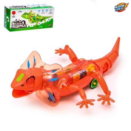 Lizard "gears", light, works from batteries, red color