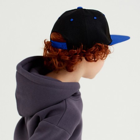 Basebolk with a direct visor for the boy Minaku, size 56, black/blue color-3