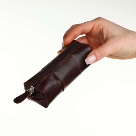 Pocket Key with lightning, textura, length 12.5 cm, ring, brown color-5