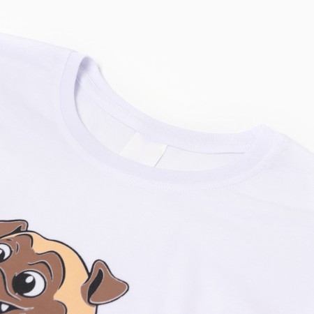 Female home set (T -shirt, shorts) "MOPS", white/blue color, size 50-1