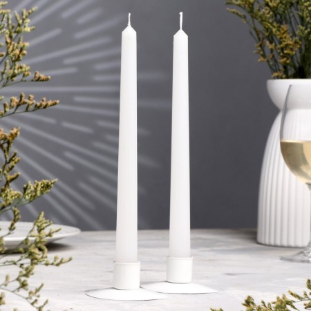 A set of antique candles, 2.2x 25 cm, 2 pieces, white, "give beautifully"