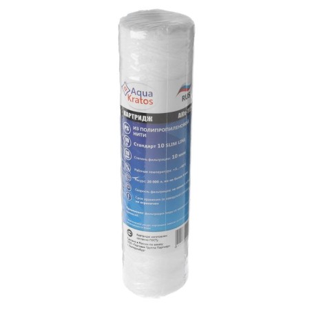 Smooth cartridge Aquakratos AKV-112, PS-10, thread, for cold water, 10 μm