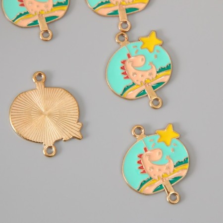 Decor for creativity metal, enamel "Dinosaur and asterisk" 2.7x2.1 cm-1