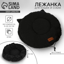 Animal bed lynx on a screed with ears, black color 30-30-50 cm